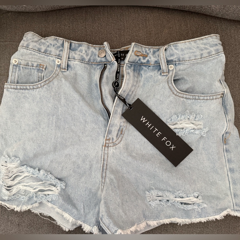 White Fox Boutique Powder Blue Denim Shorts